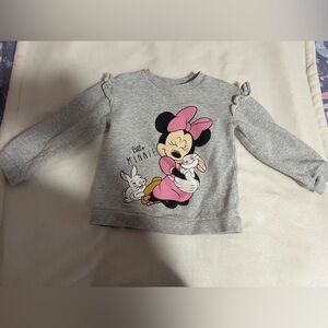 H&M Gray Minnie Mouse Sweatshirt with Pink Accents